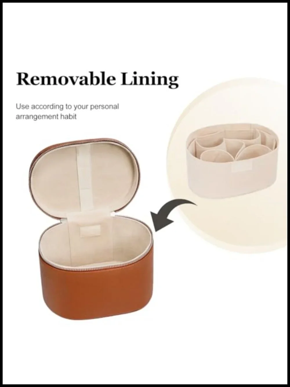PU Leather Cosmetic Case Makeup Bag with Detachable Compartments